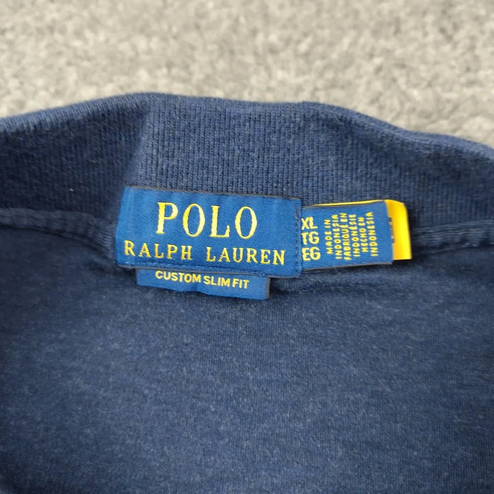Polo Ralph Lauren Mens XL Slim Fit SS Polo Shirt Navy Blue Flesh Pony Preppy